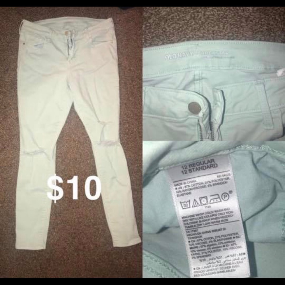 mint green rockstar mid-rise jeans